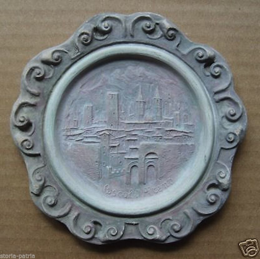 Placca In Terracotta Con Veduta Di Ascoli Piceno, Anni '50