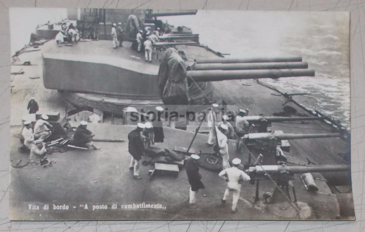 Foto Cartolina Marinai Cannoni Nave Militare Primi Anni '20