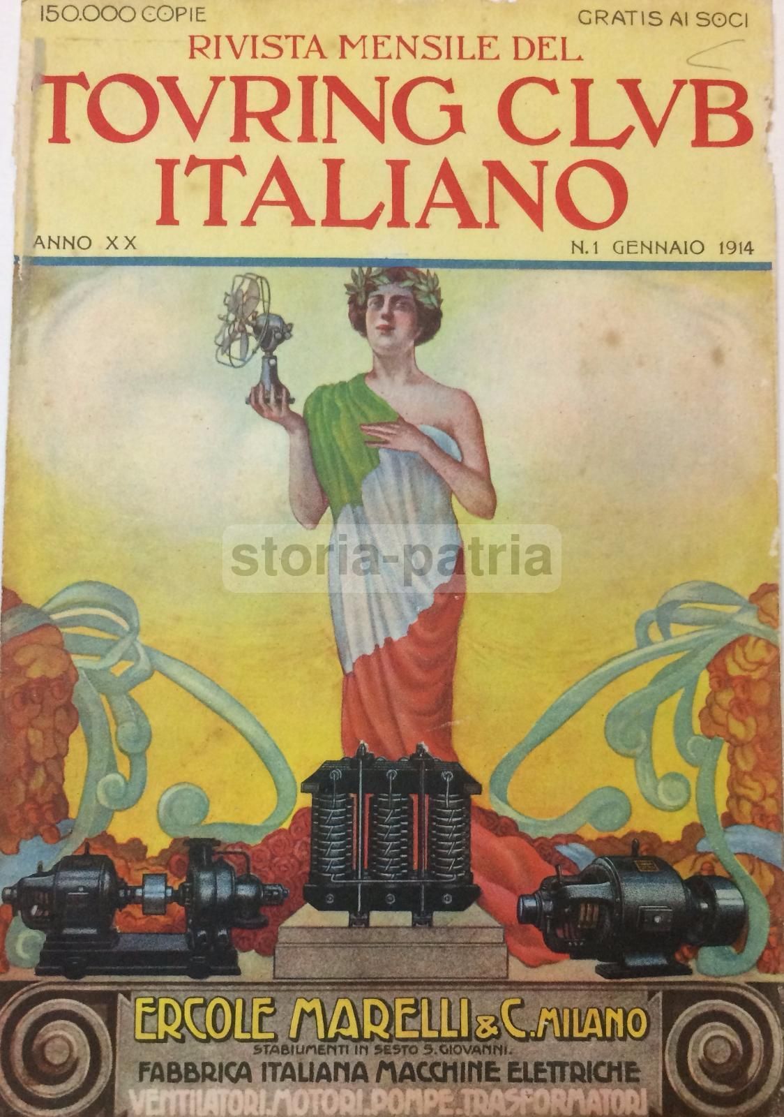 Pubblicità Marelli Ventilatori Elettrici 1914 Touring Club Italia
