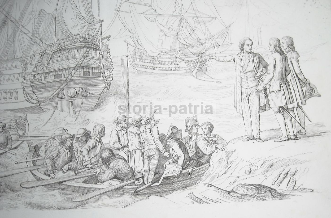 Incisione Antica Marina Velieri Militari Sec. XVIII XIX G. Casa