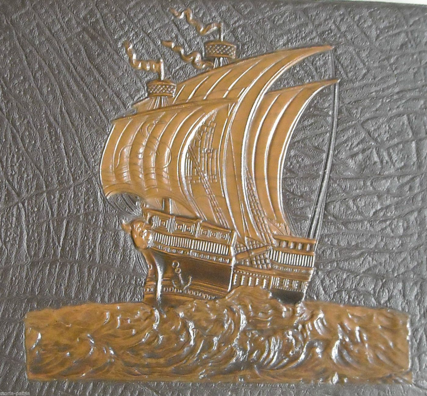Album Fotografico Vintage Con Copertina Sbalzata Nave Anni 1930 1950