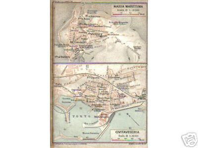 Mappa Antica Massa Marittima E Civitavecchia Vallardi TCI 1900