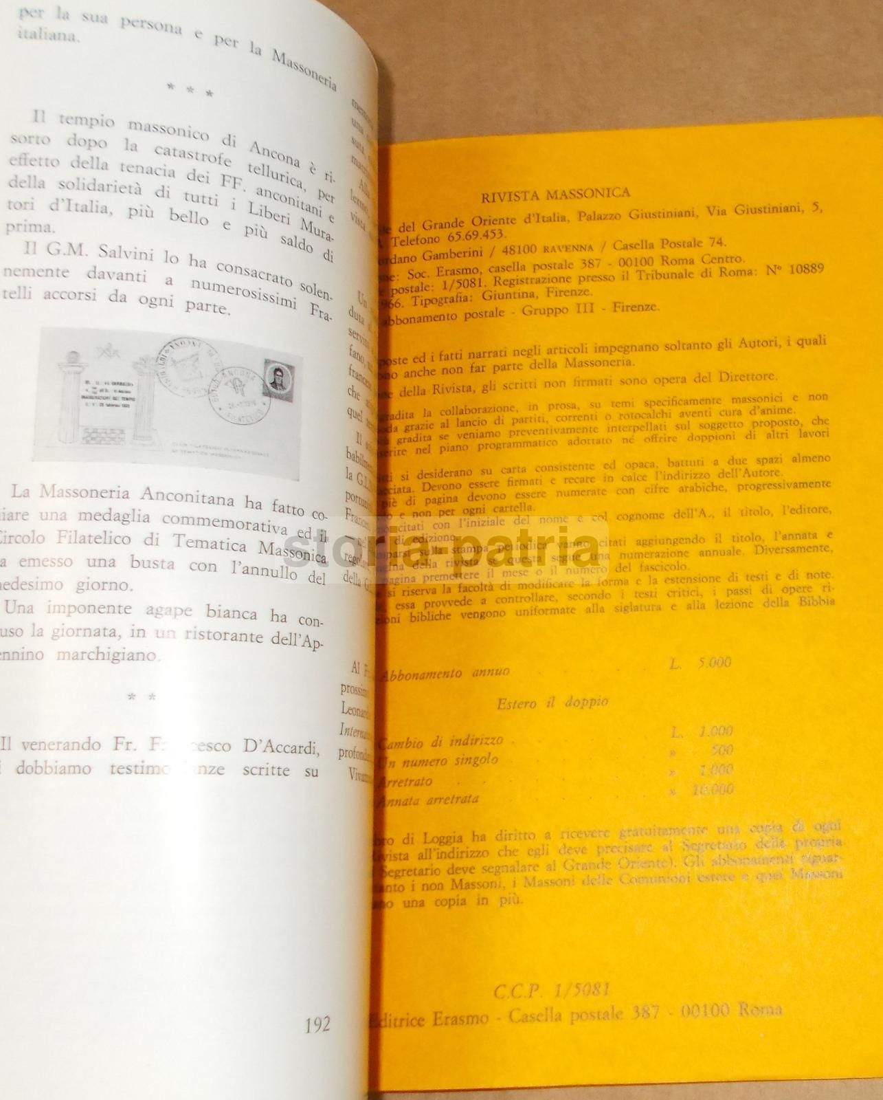 Rivista Massonica 1976: Massoneria In Piemonte, Vercelli E Napoli
