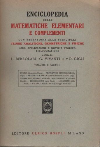 Enciclopedia Delle Matematiche Hoepli, 6 Volumi (1957 1959)