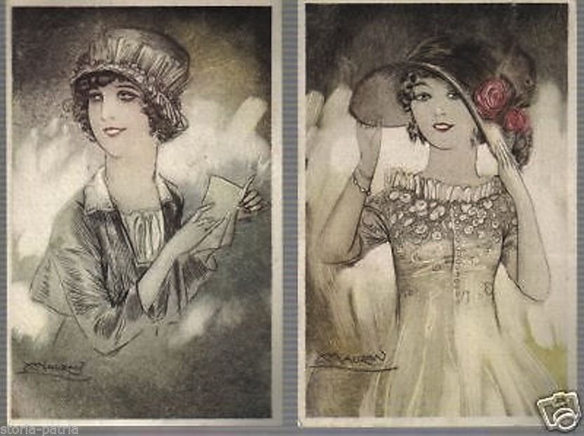 Mauzan Cartoline Liberty: Serie 4 Cartoline Originali Epoca