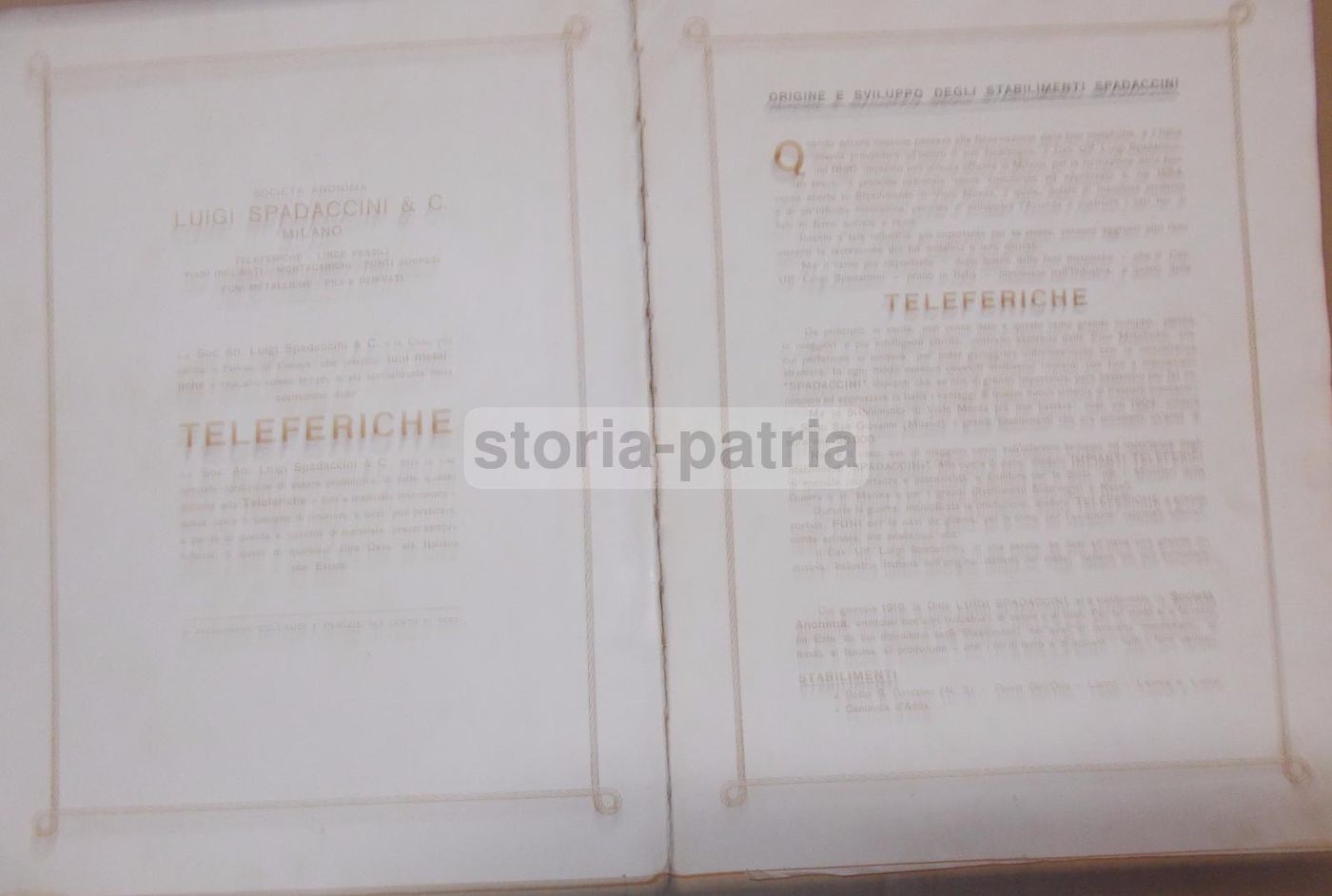 Catalogo Teleferiche E Funi Metalliche Spadaccini Milano, Prima Metà Del '900