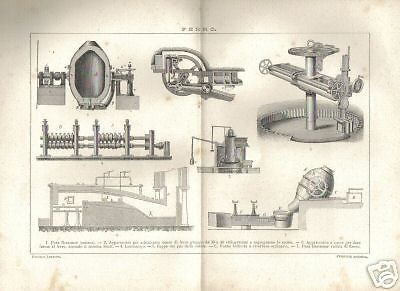 Stampa Antica Lavorazione Del Ferro Macchine Epoca Anni '30