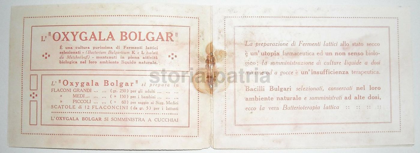 Calendarietto Pubblicitario Oxygala Bolgar 1926, Napoli