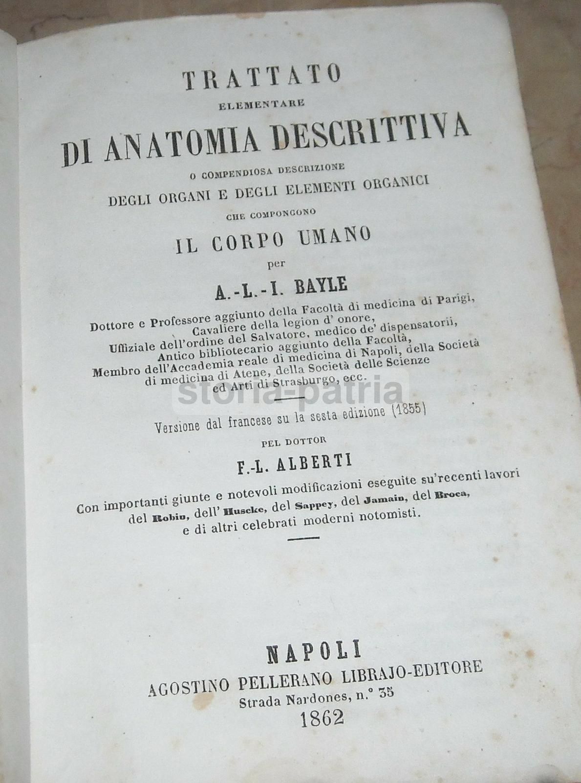 Trattato Di Anatomia Descrittiva Di A.L. Bayle, Napoli 1862