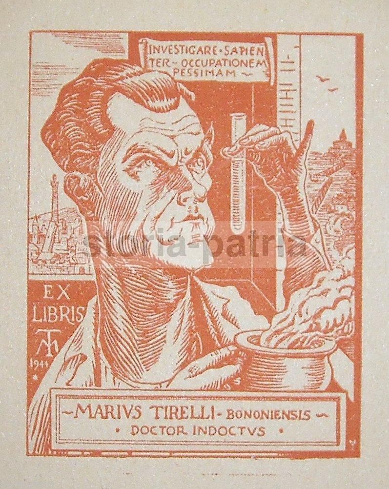 Exlibris Marius Tirelli 1944 Bologna: Medicina, Chimica, Farmaceutica