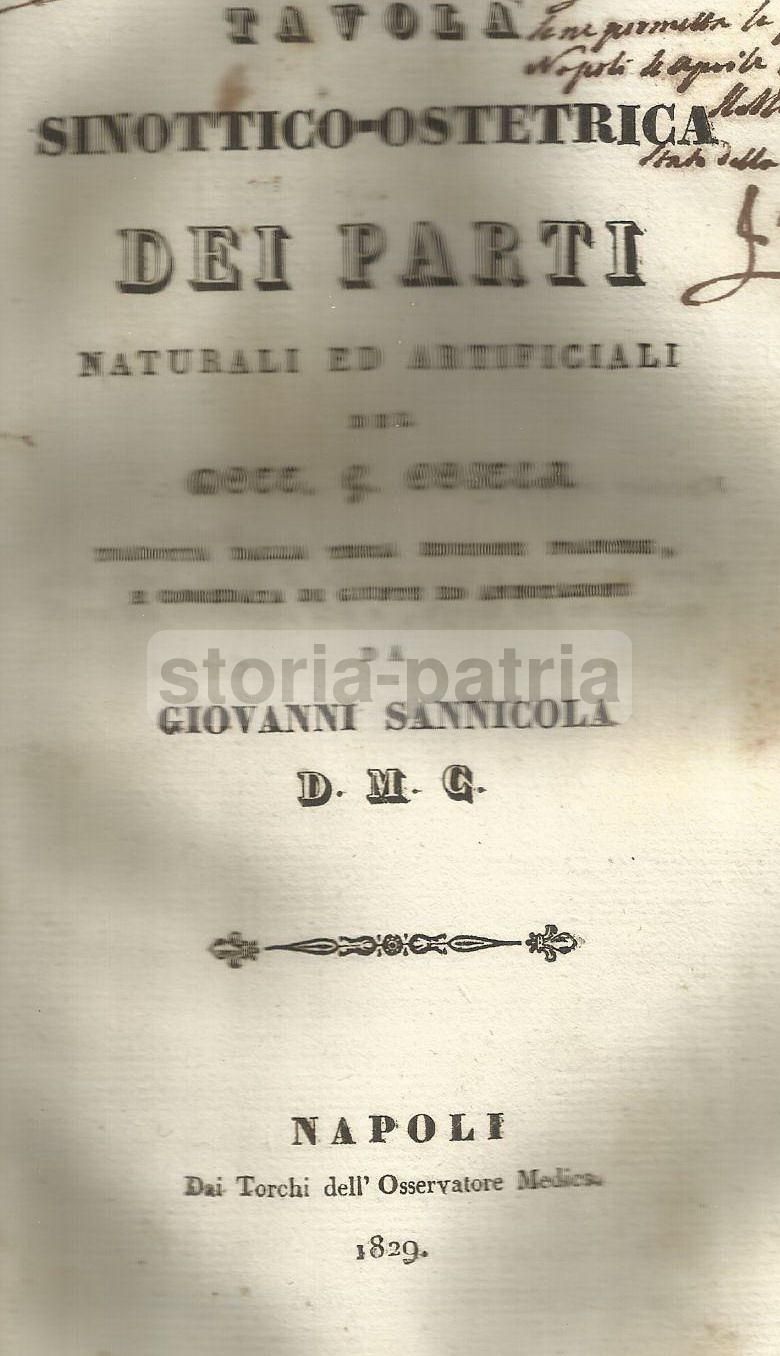 Tavola Ostetrica: Giovanni Sannicola, Napoli, 1829
