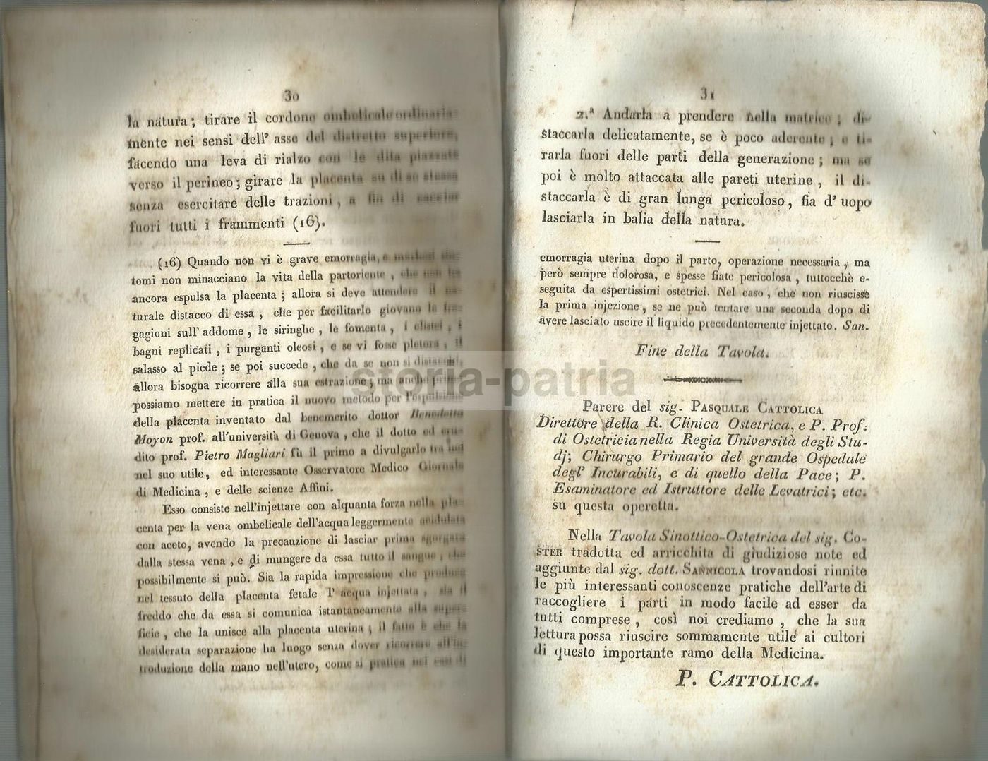 Tavola Ostetrica: Giovanni Sannicola, Napoli, 1829