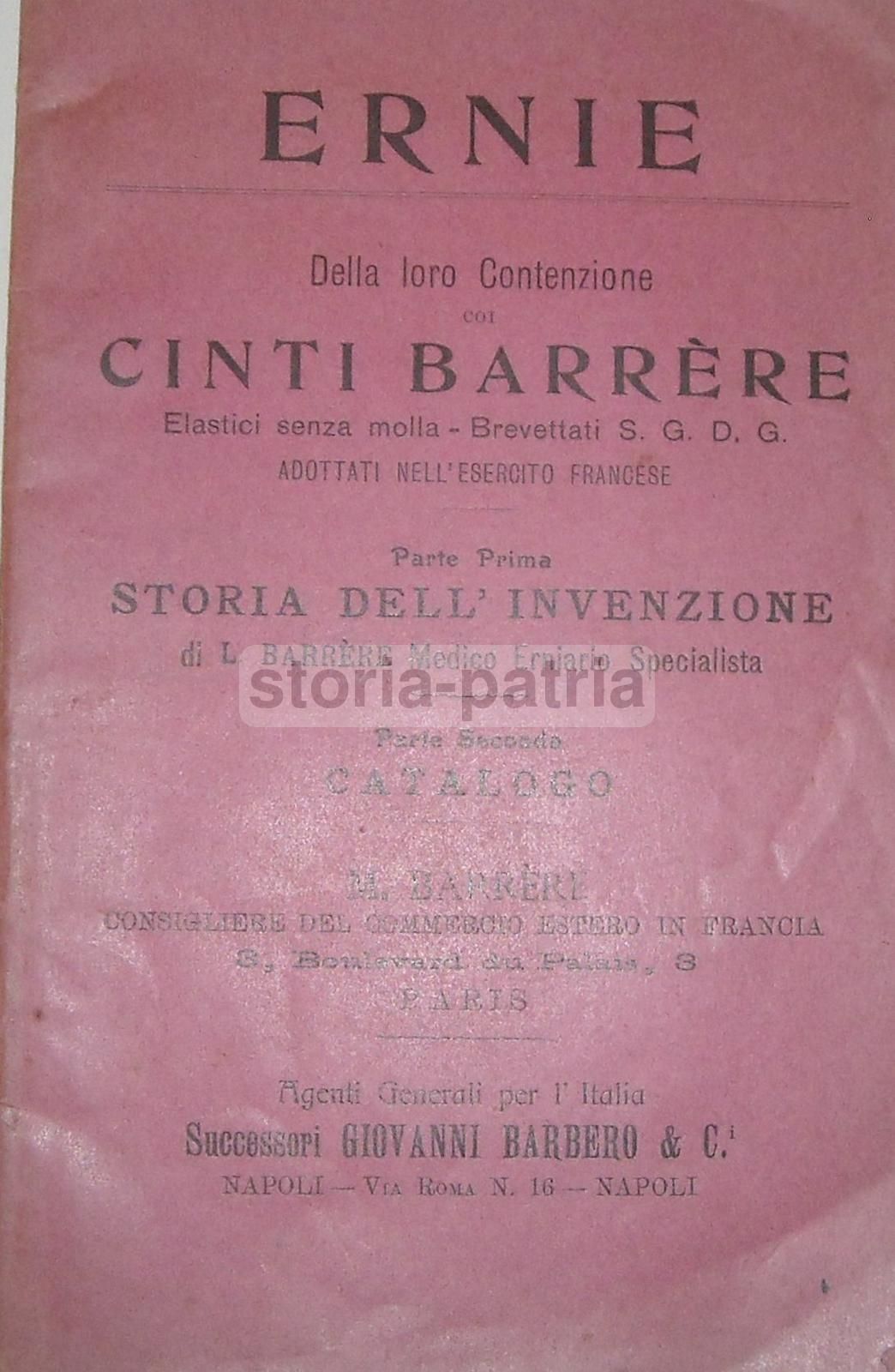 Ernie E Cinti Barrere: Catalogo Medico, Napoli 1906