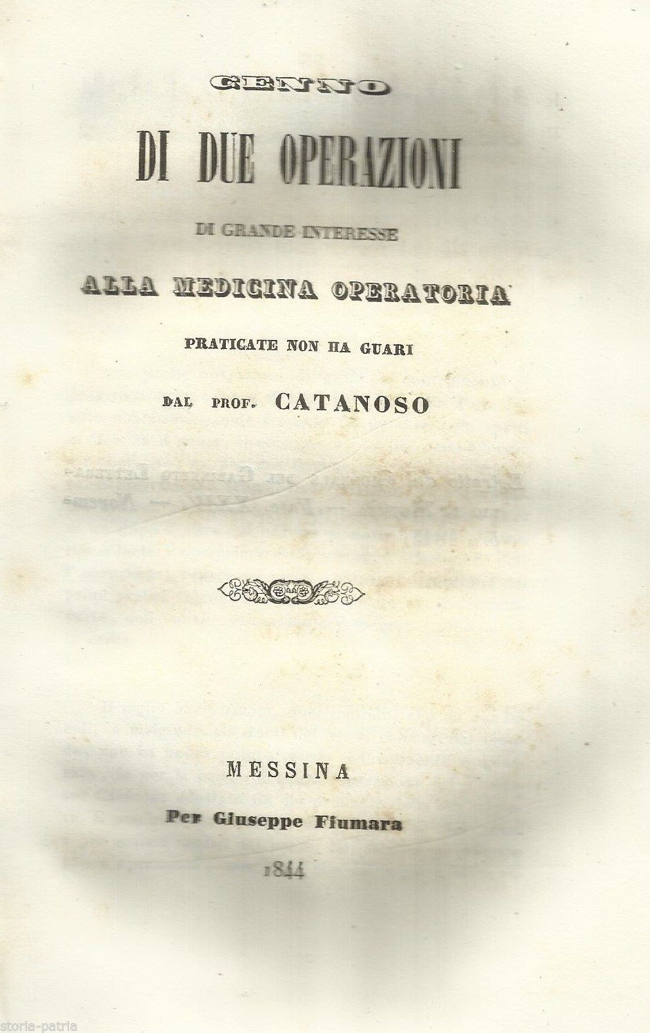 Chirurgia Siciliana 1844: Catanoso, Calcolosi E Aneurisma A Messina