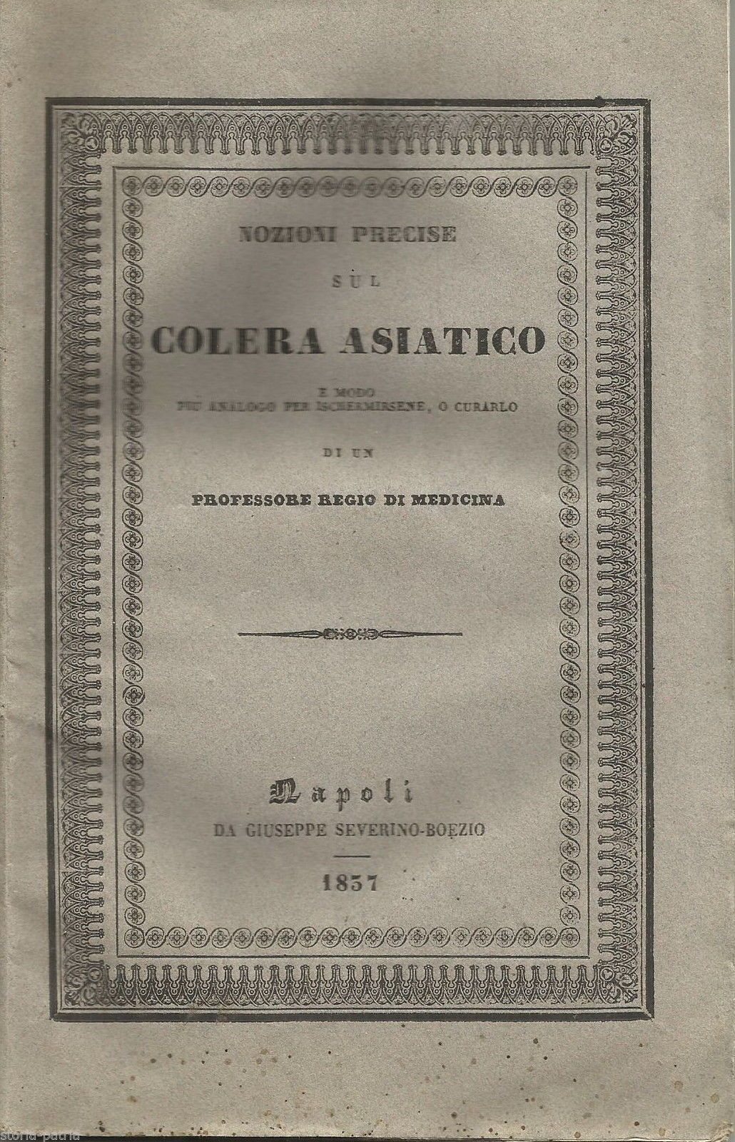 Nozioni Precise Sul Colera Asiatico E Modo Più Analogo Per Ischermirsene O Curarlo, 1837