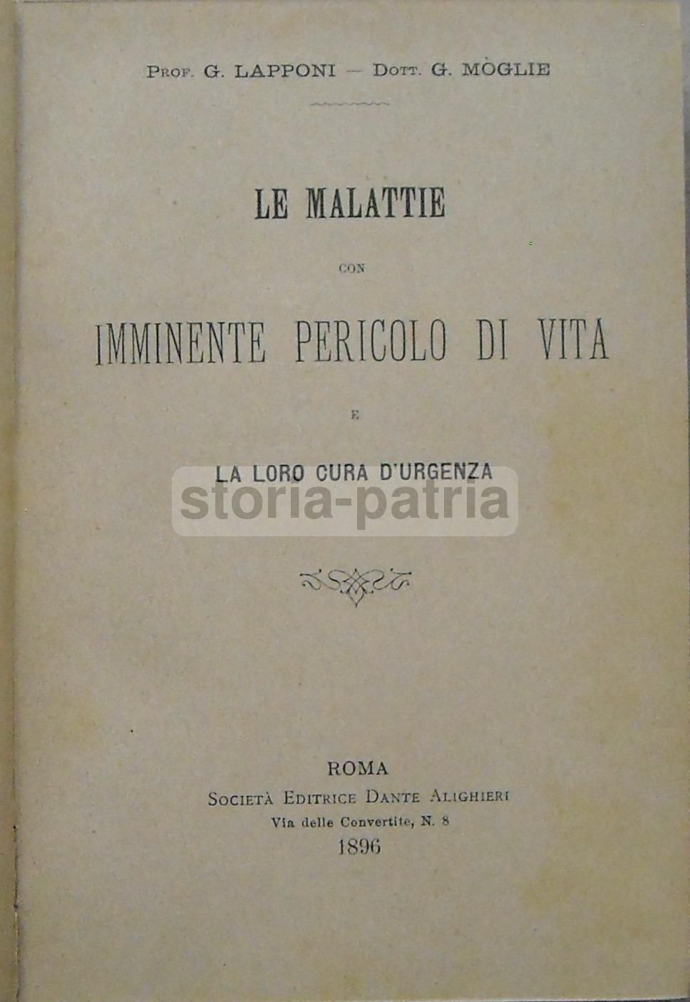 Le Malattie Con Imminente Pericolo Di Vita, Lapponi   Moglie, 1896
