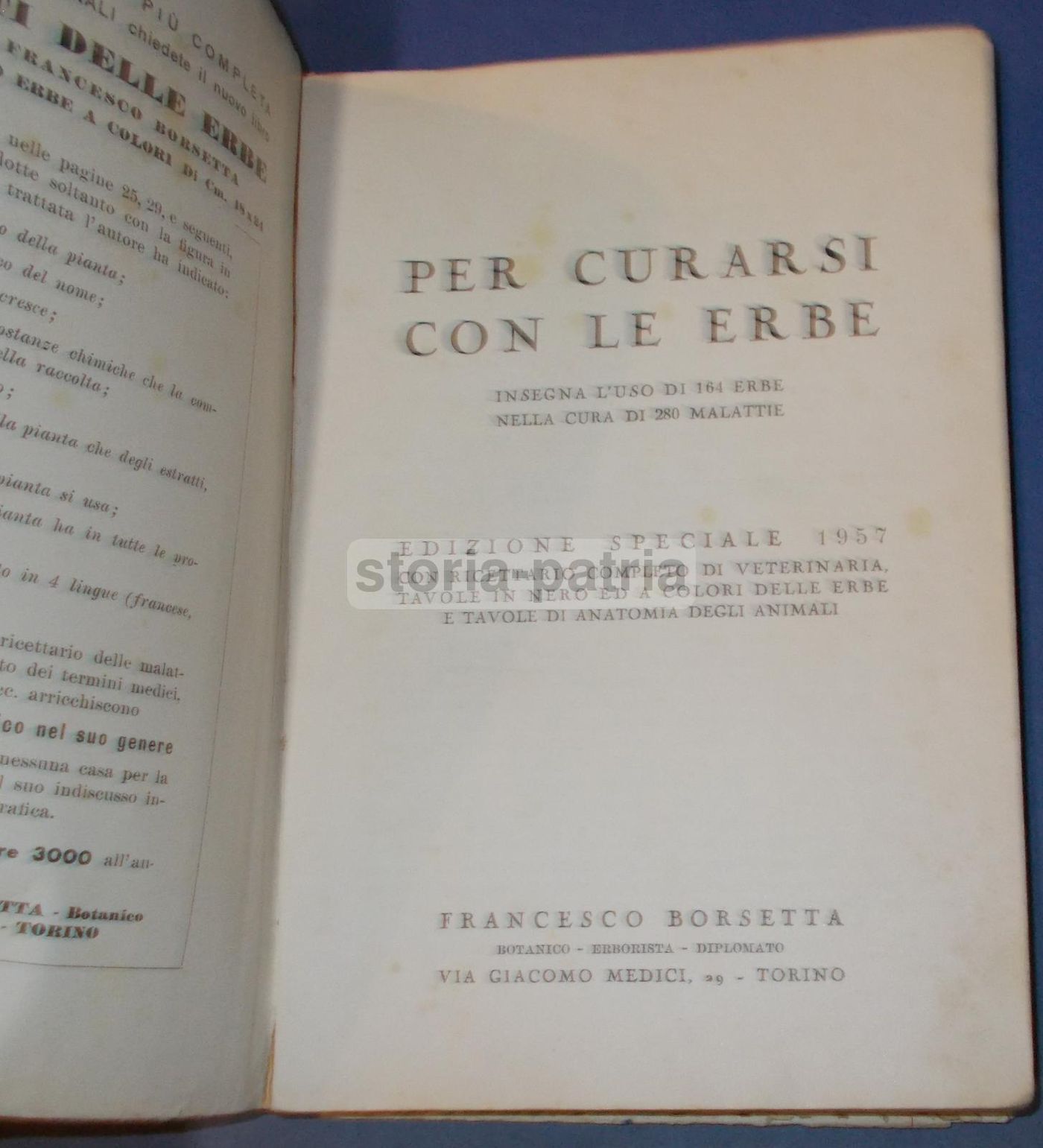 Per Curarsi Con Le Erbe. Francesco Borsetta, 1957. Erboristeria