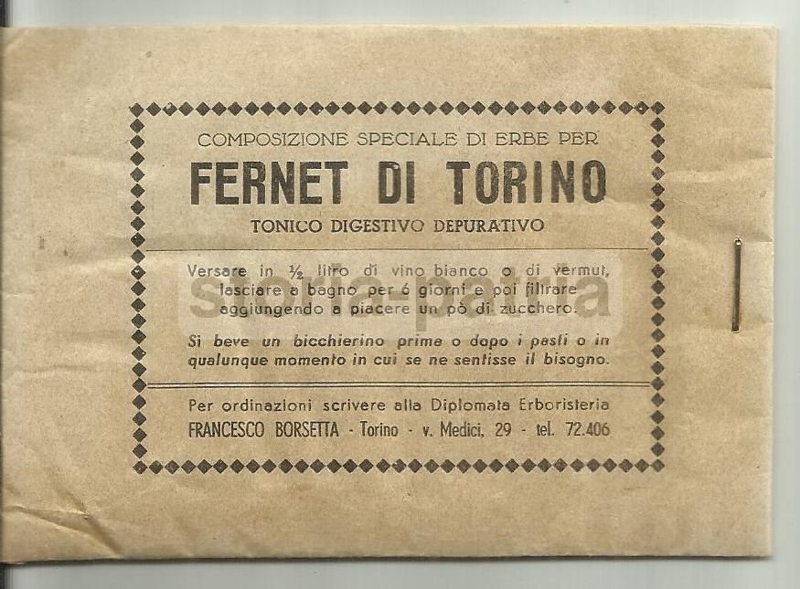 Bustina Fernet Di Torino, Erboristeria Borsetta, Anni '40 '50