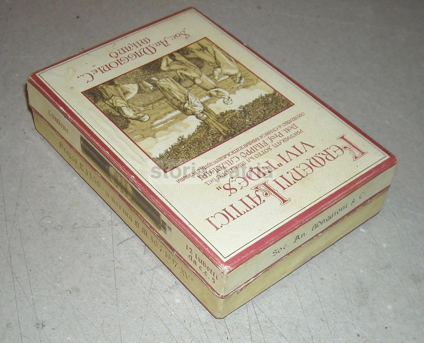 Astuccio Fermenti Lattici Fides Maggioni Calzolari Milano 1937