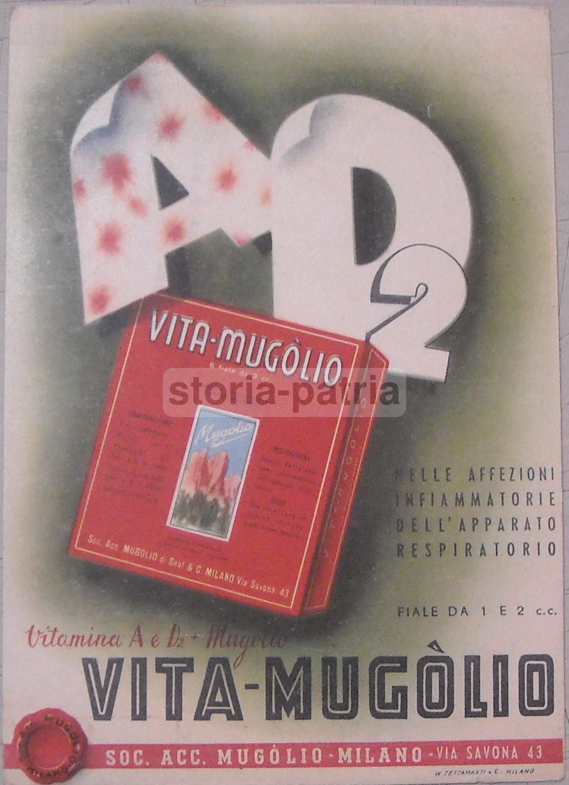 Stampa Pubblicitaria Vita Mugolio Farmaco Respiratorio Anni '40