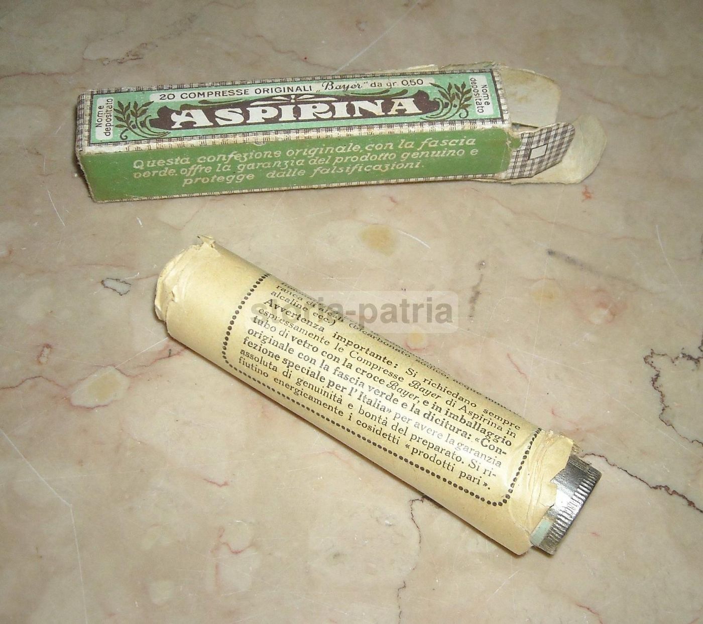 Aspirina Bayer, Astuccio Originale In Vetro Degli Anni '20 Con Scatola