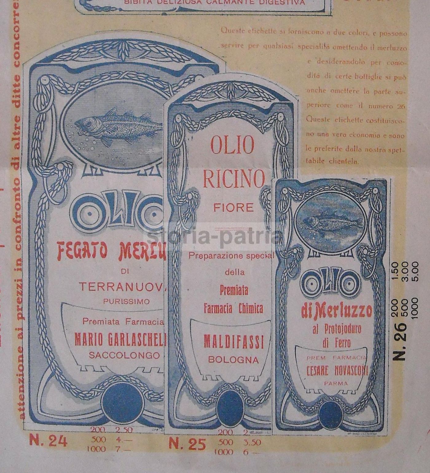 Stampa Pubblicitaria Farmacie Italiane Anni '10 '20 Etichette