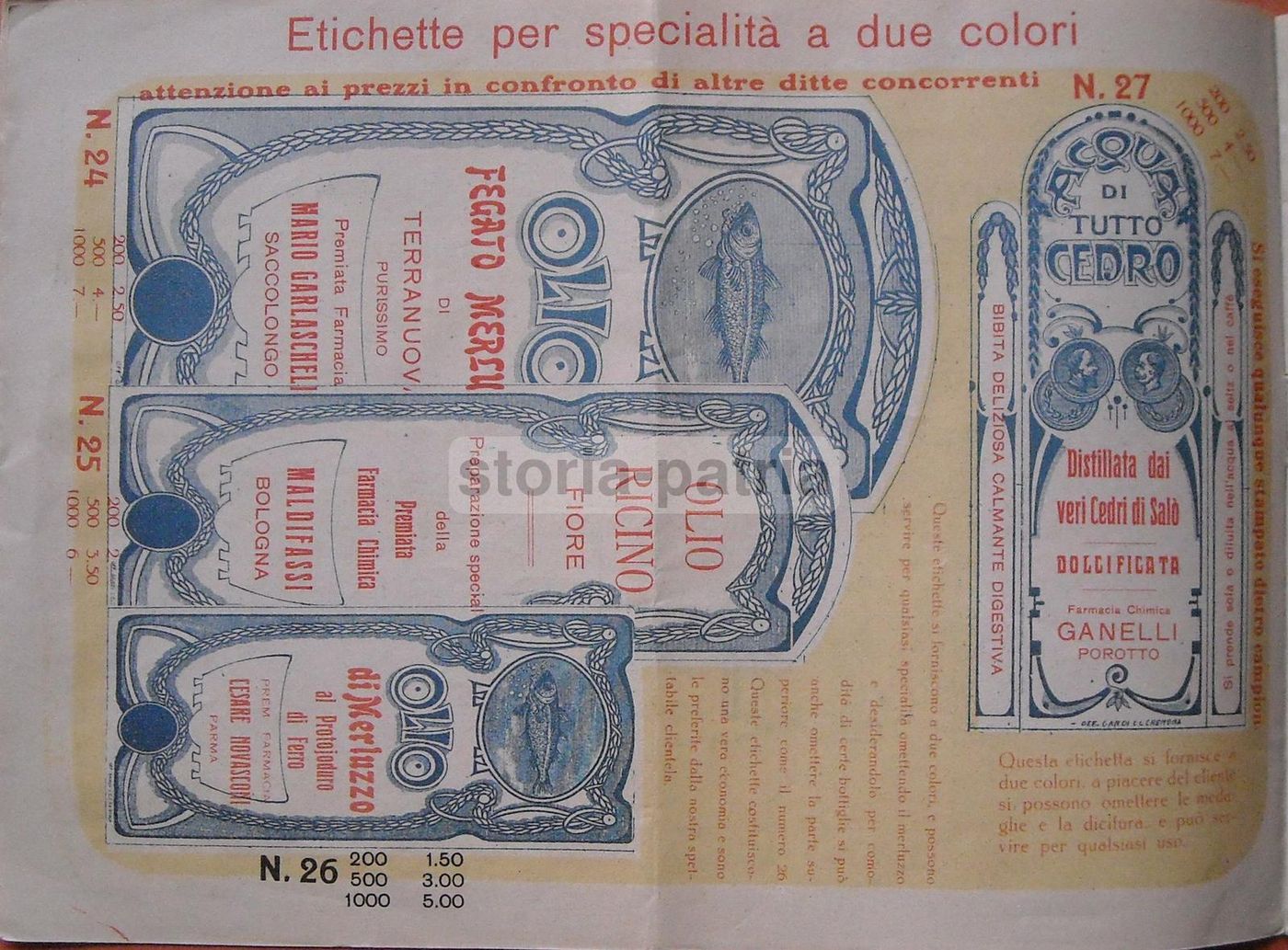 Stampa Pubblicitaria Farmacie Italiane Anni '10 '20 Etichette