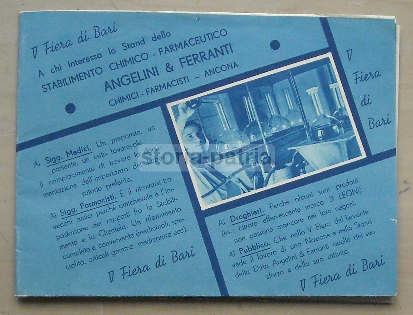 Pieghevole Pubblicitario Angelini & Ferranti, V Fiera Di Bari, Anni '30