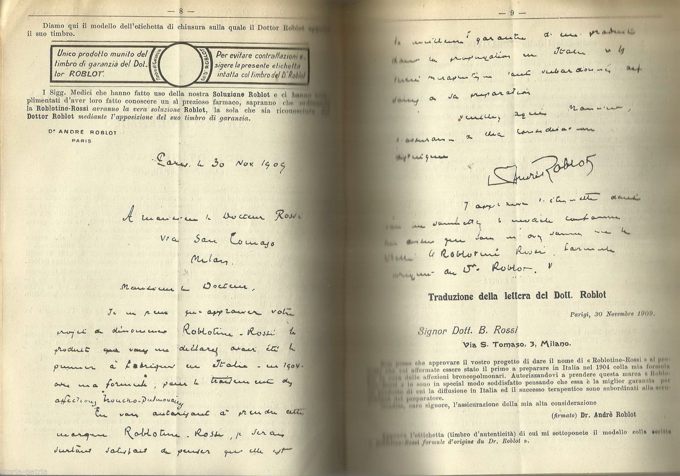 Catalogo Farmacia Dr. Rossi Milano 1910 Terapia Ipodermica