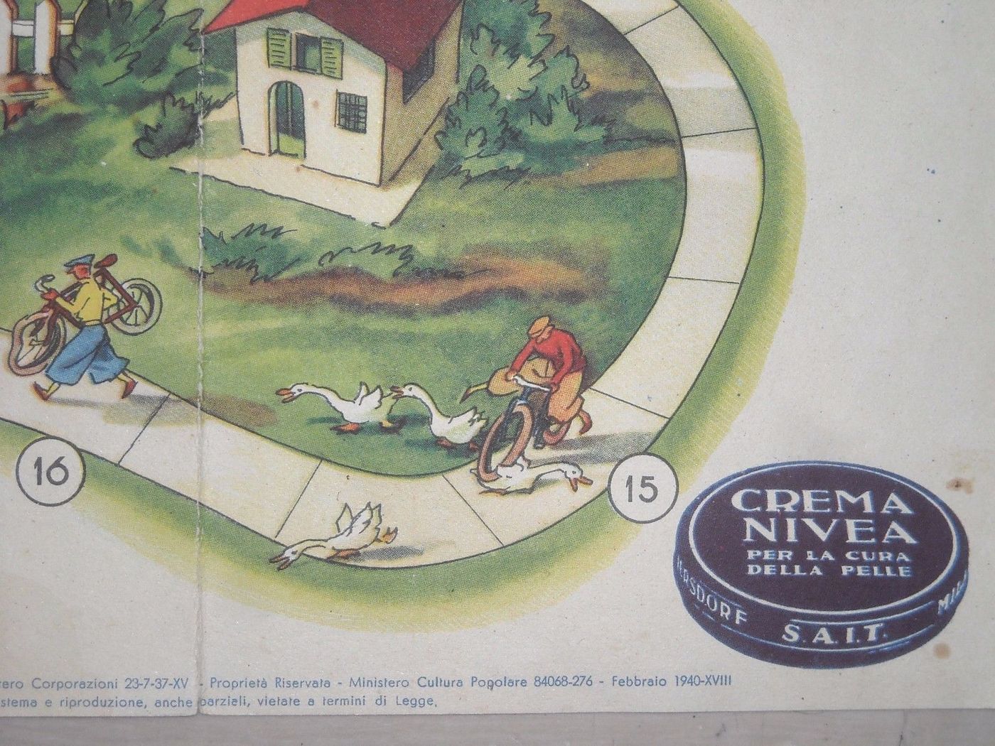 Gioco Pubblicitario Nivea Ciclismo 1940 Giochi Lasco Milano