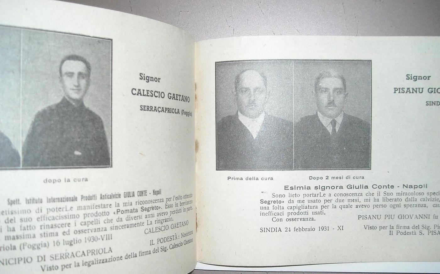 Pubblicazione Anticalvizie Giulia Conte Napoli 1939 Farmacia Epoca