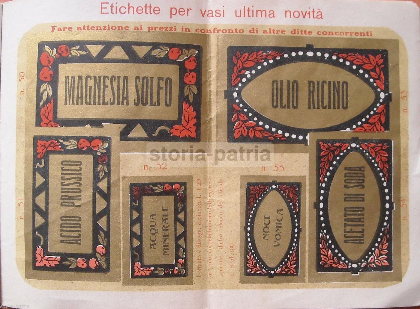 Etichette Farmaceutiche Antiche Ricino Santonina Cividale 1900