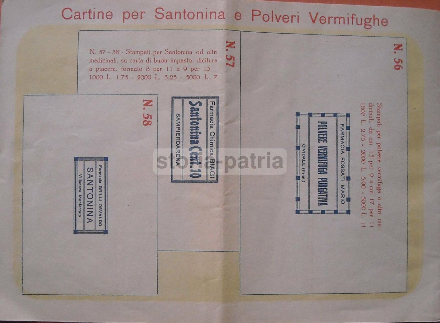 Etichette Farmaceutiche Antiche Ricino Santonina Cividale 1900