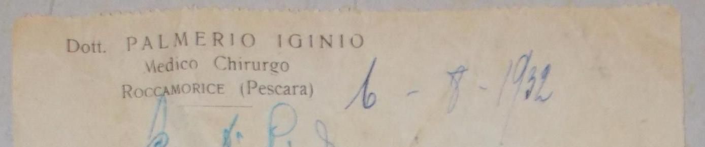 Ricetta Medica 1932, Dott. Palmerio, Roccamorice (Pescara), Zambeletti