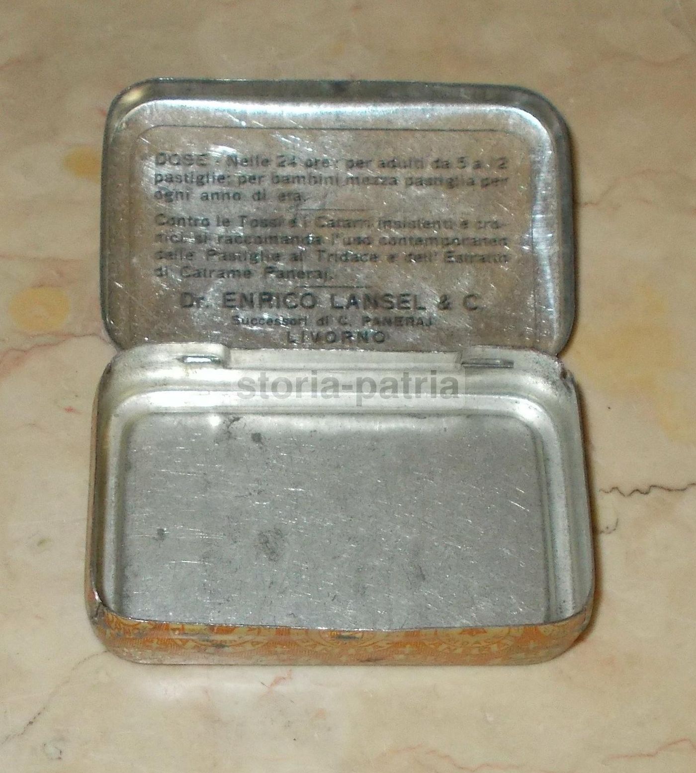 Scatola Pastiglie Paneraj Lansel, Livorno. Tosse Tridace, Anni '30