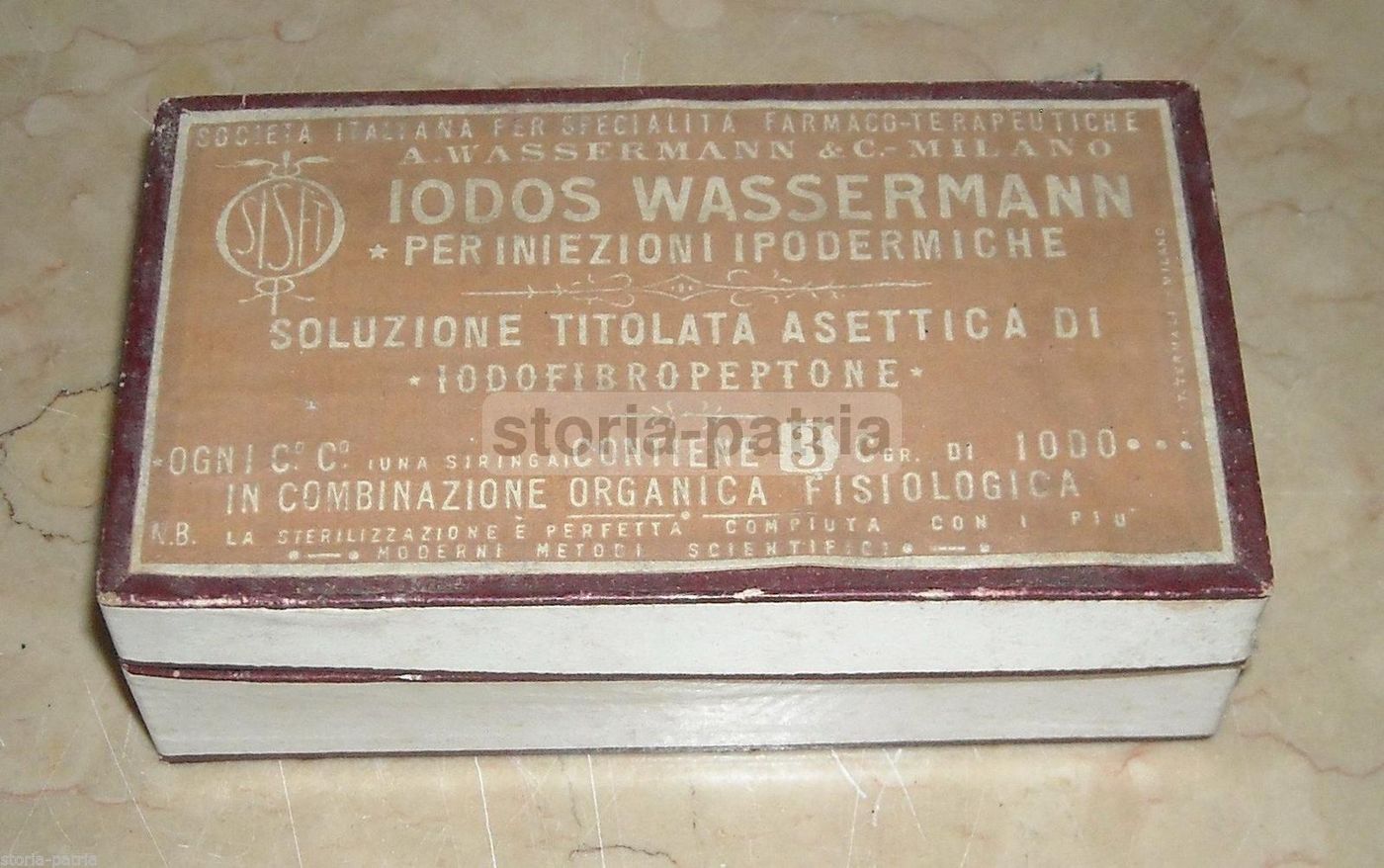Astuccio Wassermann Iodofibropeptone Milano Anni '30 Farmaceutica
