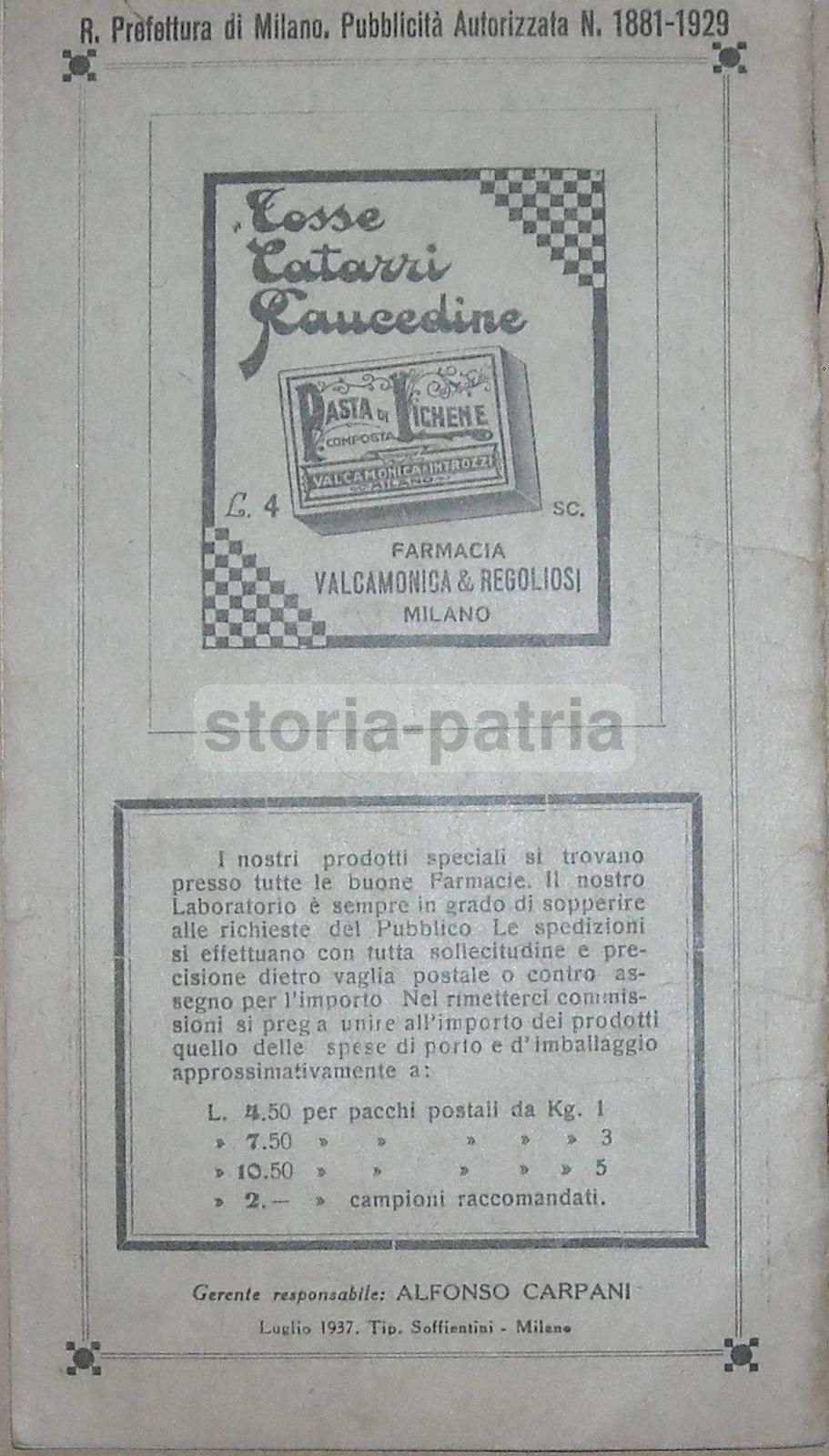 Il Consigliere Medico Delle Famiglie 1937: Farmacia Valcamonica