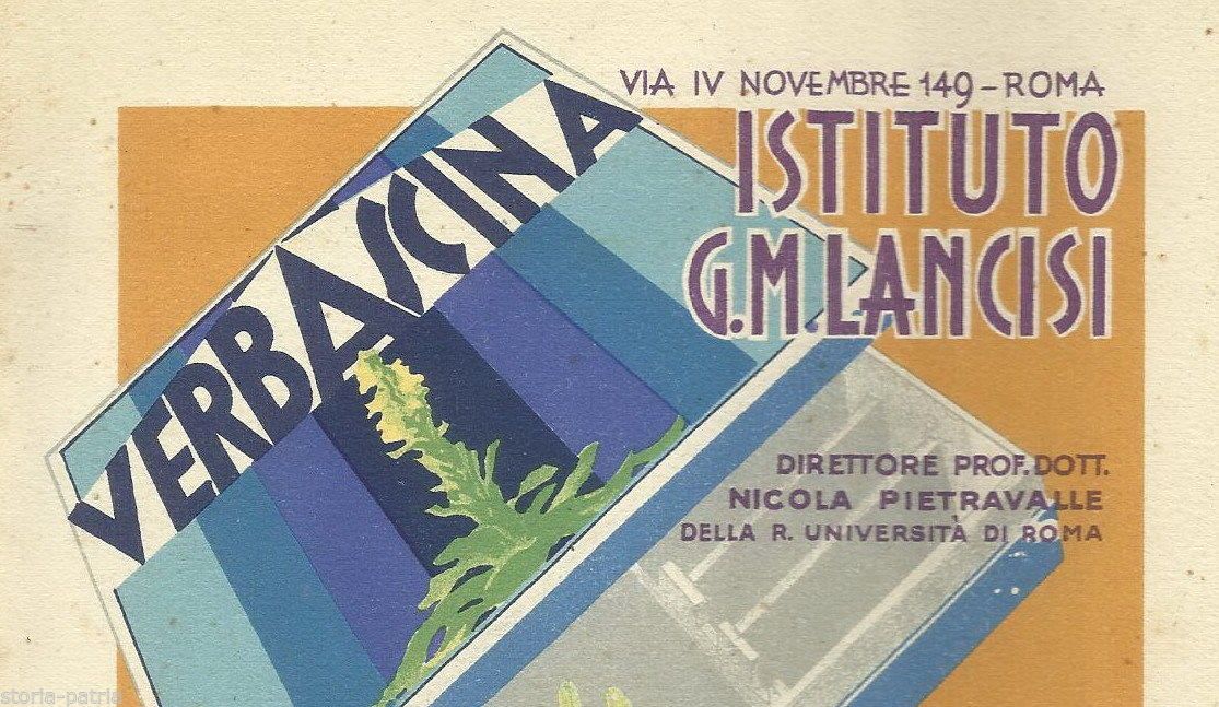 Verbascina, Istituto Lancisi Roma. Pubblicazione Farmaceutica, Primo '900.