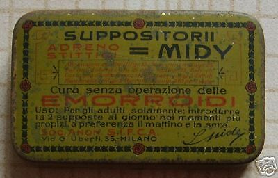 Scatola Supposte Midy Emorroidi Pubblicità Vintage Anni '20