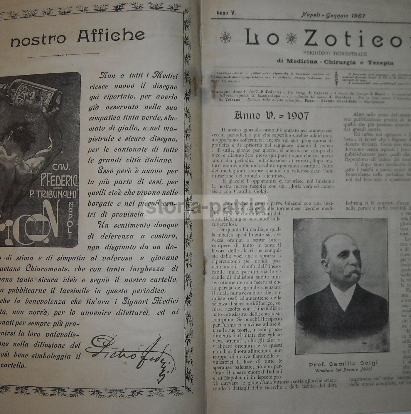 Lo Zoticon 1907: Rivista Medica Della Farmacia Federici, Napoli