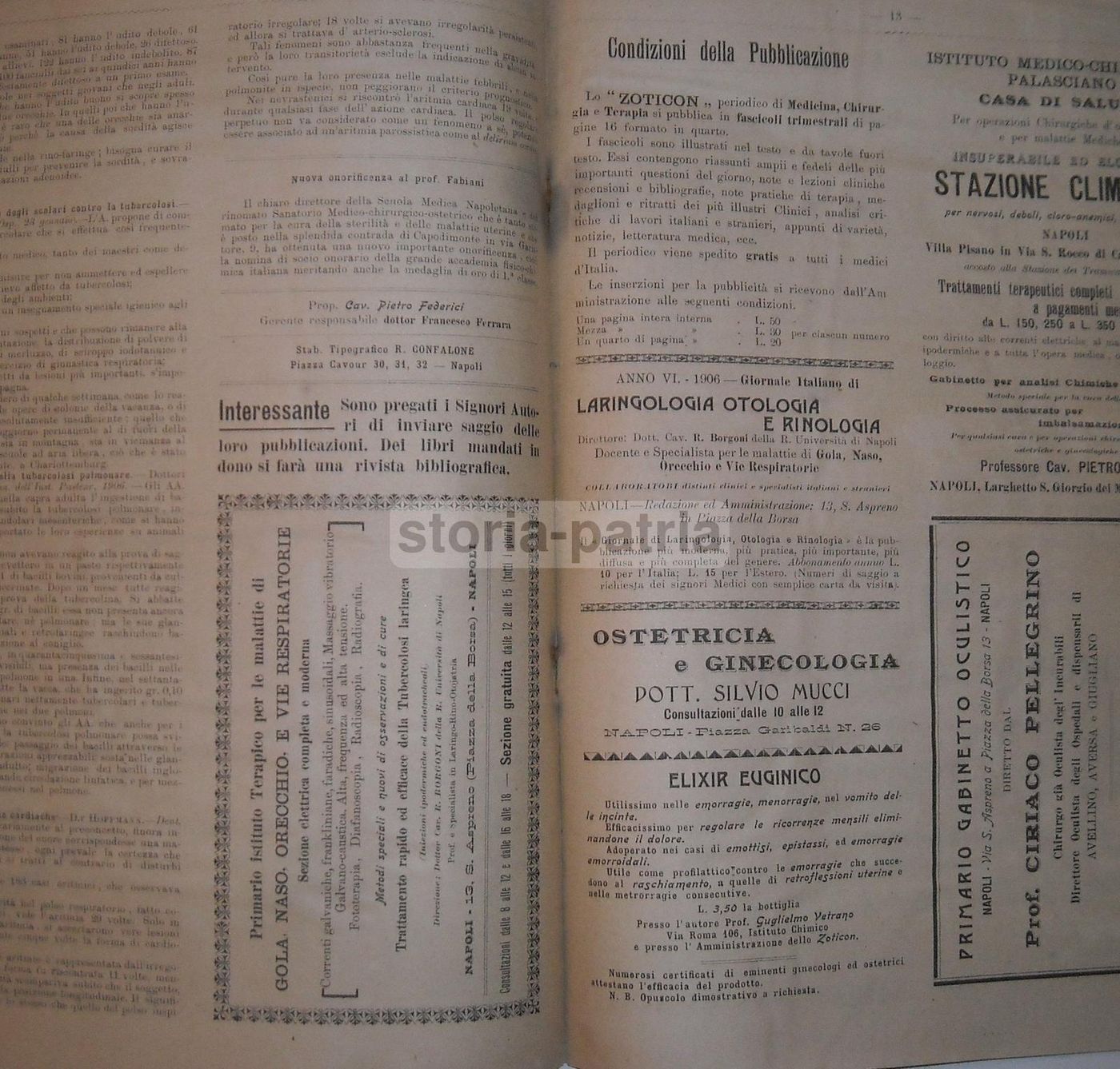 Lo Zoticon 1907: Rivista Medica Della Farmacia Federici, Napoli