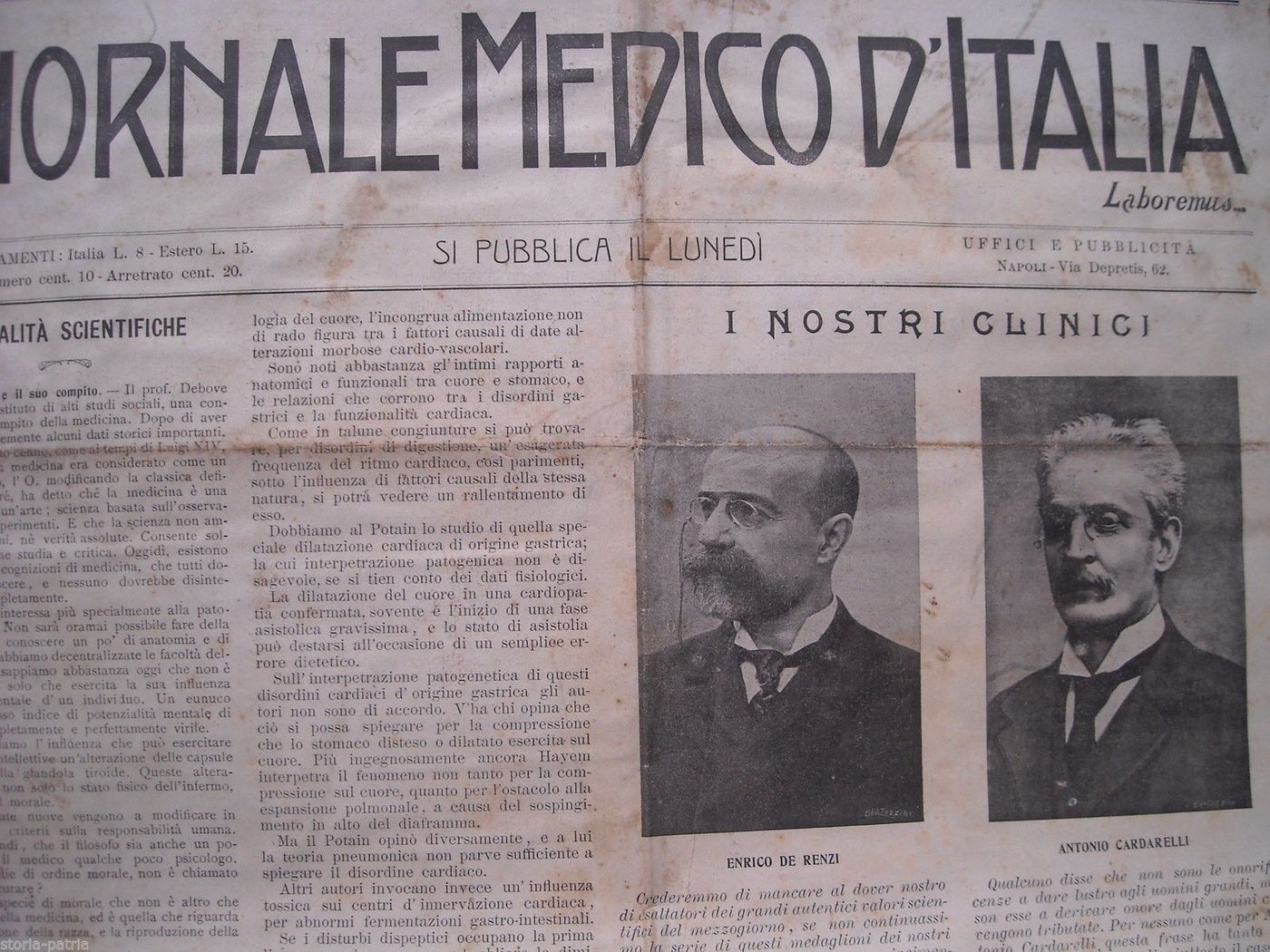 Giornale Medico d'Italia Laboremus, Napoli 1909