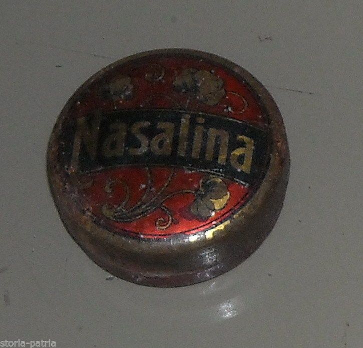 Scatola Pubblicitaria Nasalina In Latta, Epoca Farmacia Anni '20