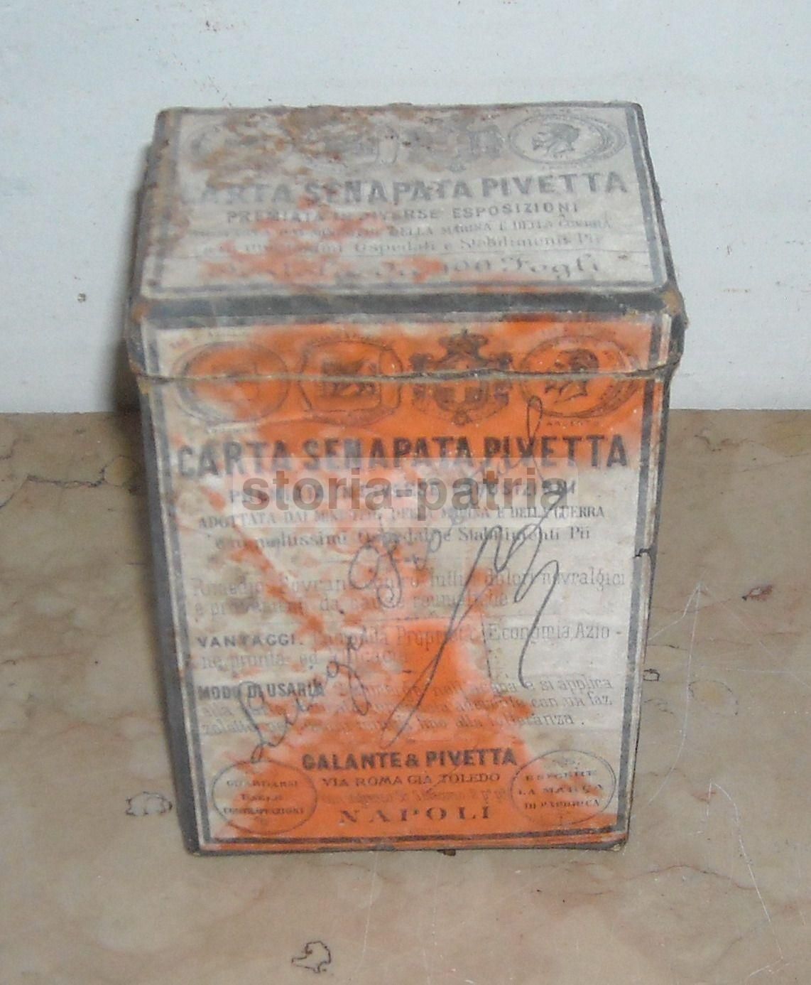 Scatola Antica Carta Senapata Pivetta, Napoli, Fine XIX Secolo