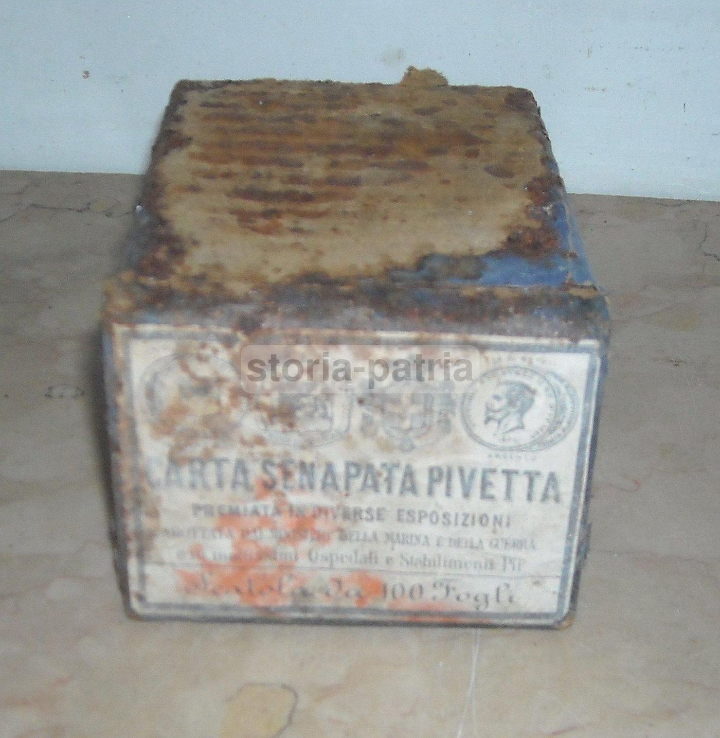 Scatola Antica Carta Senapata Pivetta, Napoli, Fine XIX Secolo