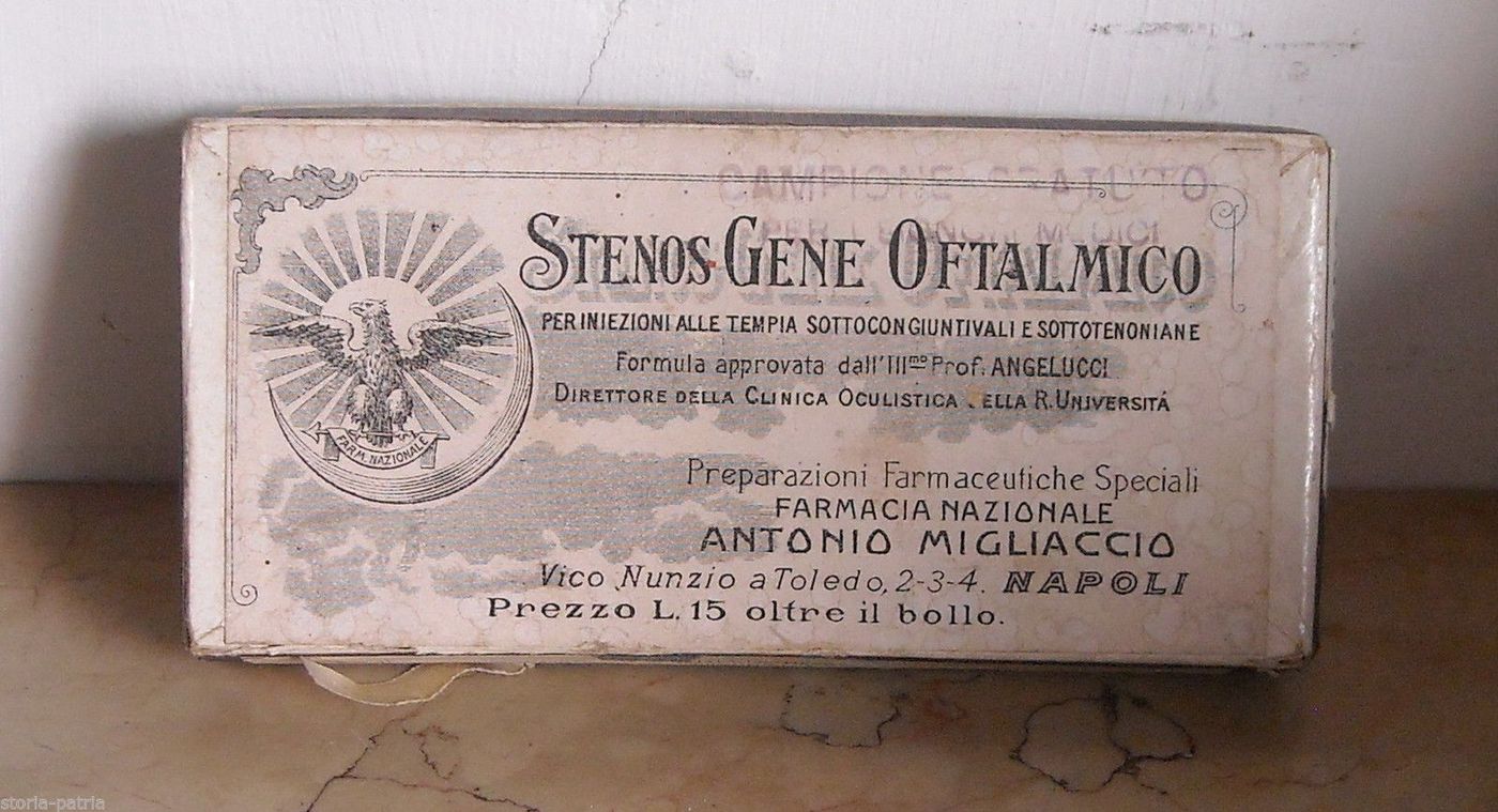 Scatola Antica Stenos Gene Oftalmico Farmacia Migliaccio Napoli