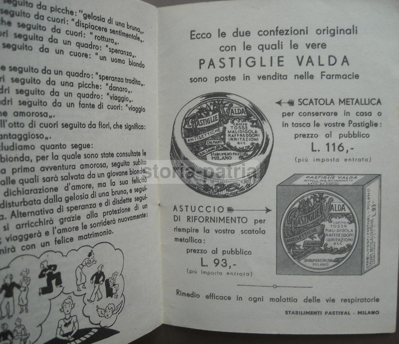 Opuscolo Pastiglie Valda: L'Arte Di Predire Il Futuro Con Le Carte