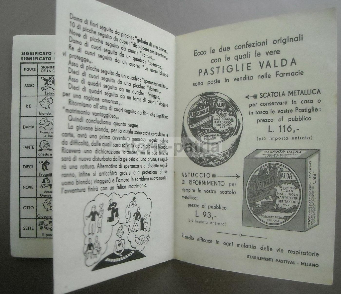 Opuscolo Pastiglie Valda: L'Arte Di Predire Il Futuro Con Le Carte