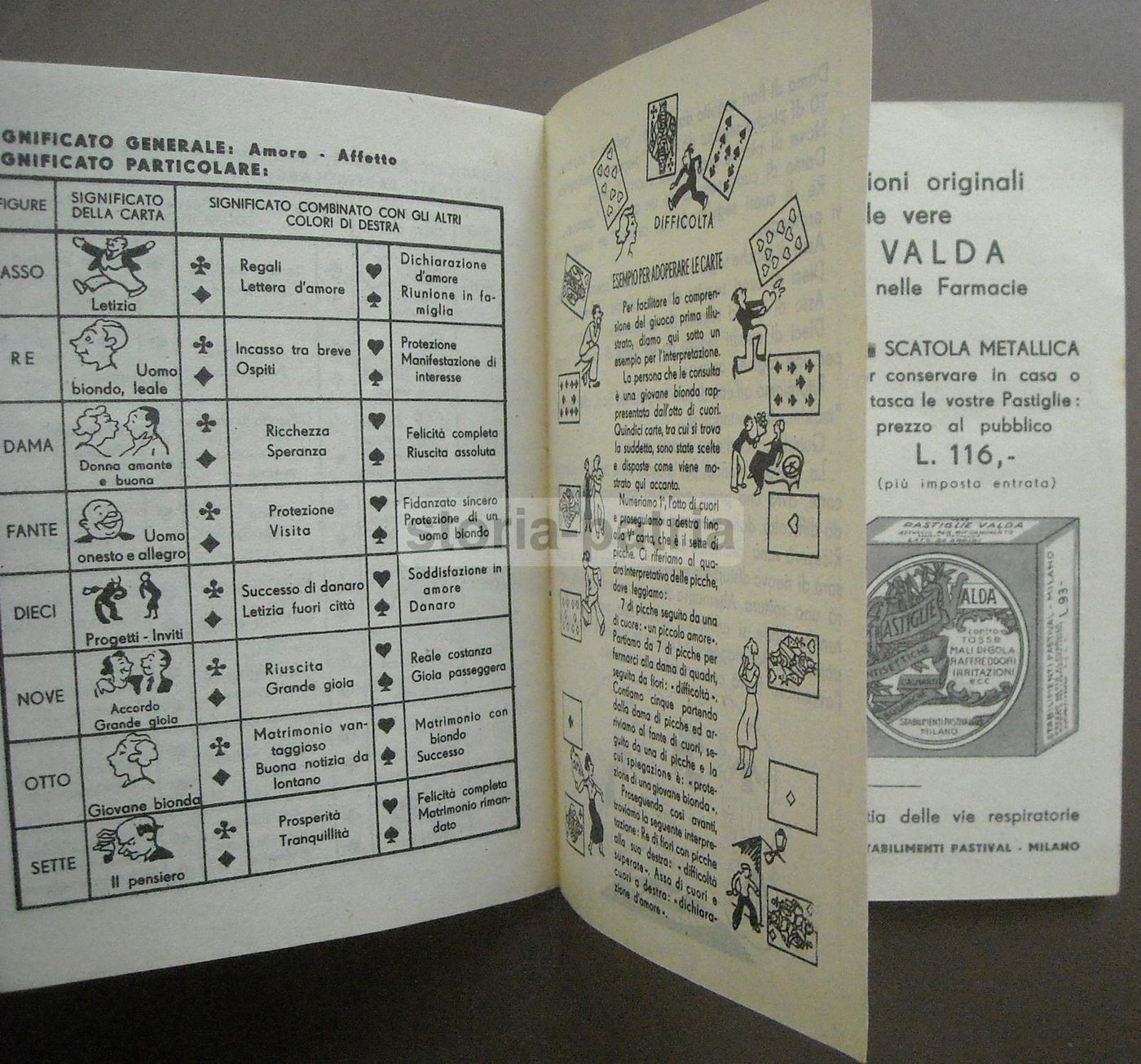 Opuscolo Pastiglie Valda: L'Arte Di Predire Il Futuro Con Le Carte