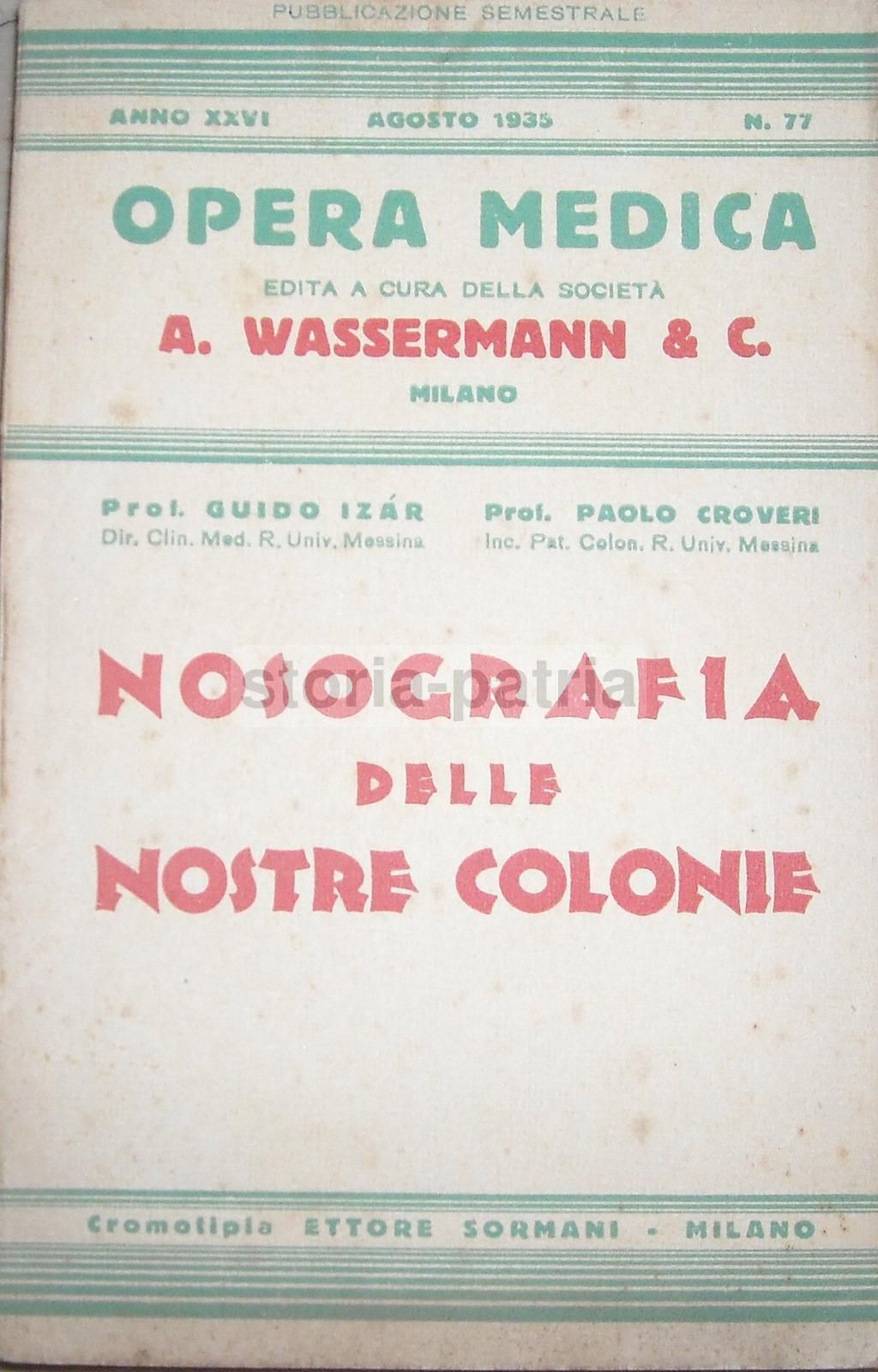 Nosografia Delle Nostre Colonie, Izar E Croveri, 1935